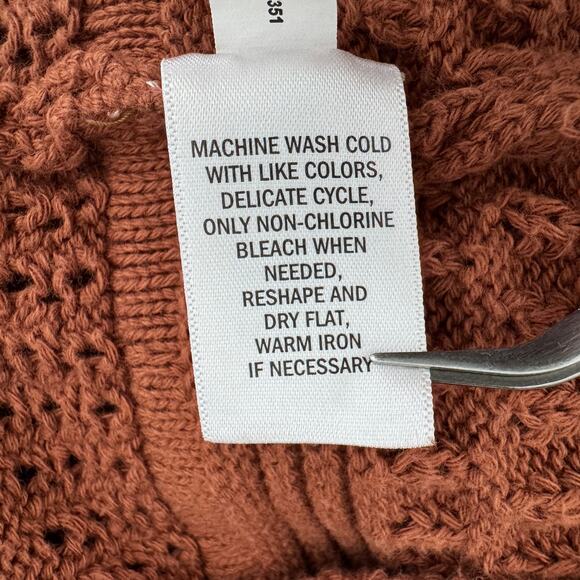 OPHELIA ROE Sweater Womens Large Rust Ribbed Crochet Boxy Boho - Picture 11 of 11